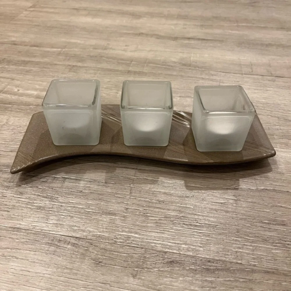 Partylite 3 Tea Light Holder Contemporary Zen - Picture 7 of 15